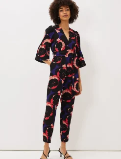 Darcey Floral Textured Tapered Jumpsuit