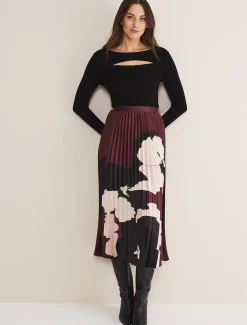Delanie Satin Pleated Skirt