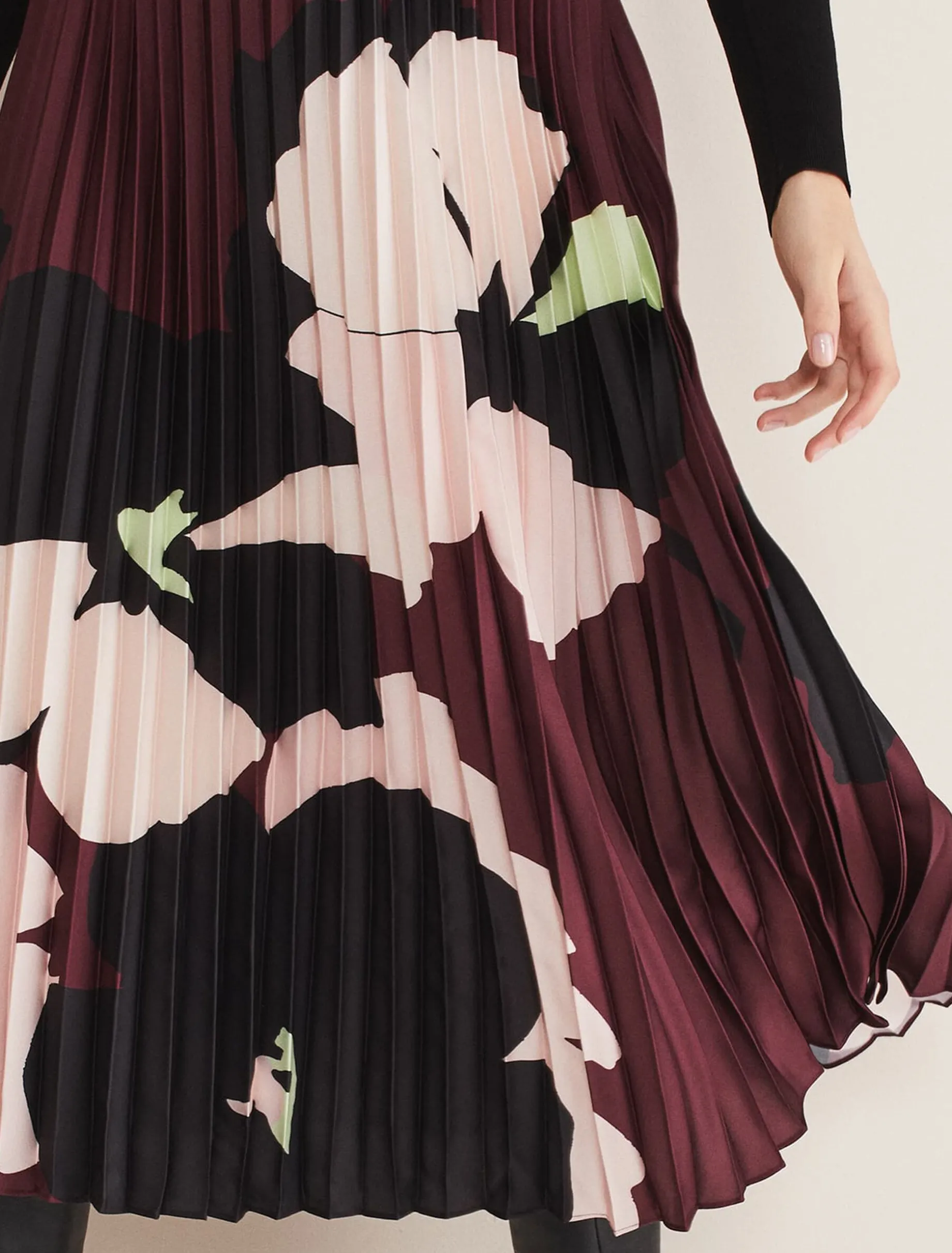 Delanie Satin Pleated Skirt
