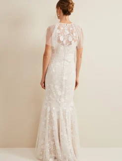 Delilah Mesh Embroidered Maxi Wedding Dress