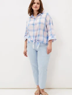 Della Gingham Tie Front Blouse