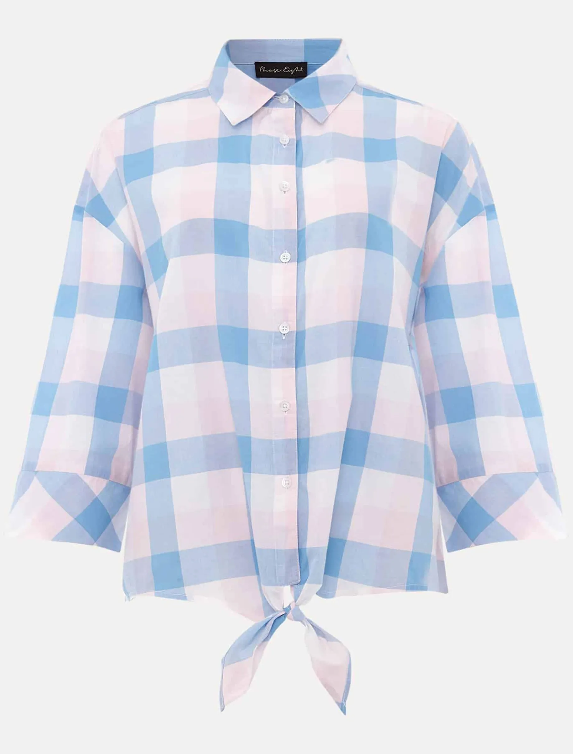 Della Gingham Tie Front Blouse