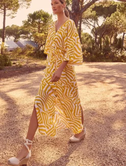Dena Linen Zebra Print Maxi Dress