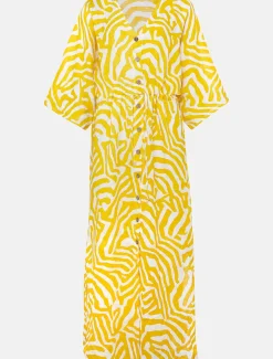 Dena Linen Zebra Print Maxi Dress