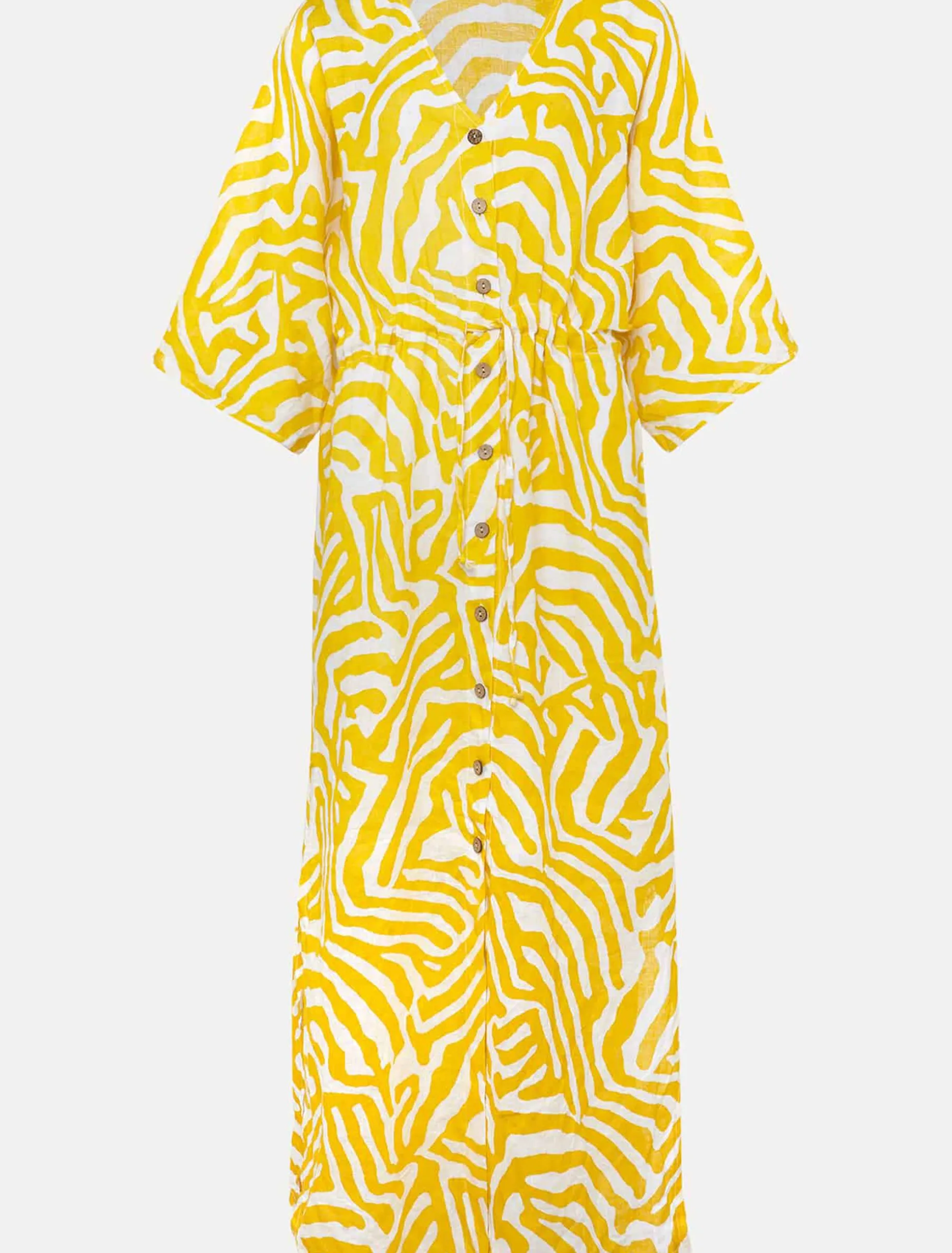 Dena Linen Zebra Print Maxi Dress