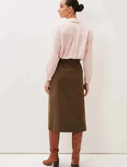 Dina Denim Belted Midi Skirt