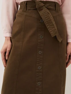 Dina Denim Belted Midi Skirt