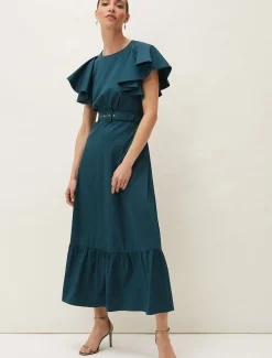 Dinah Frill Sleeve Belted Maxi Dress