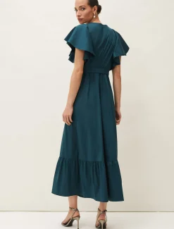 Dinah Frill Sleeve Belted Maxi Dress