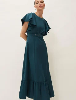 Dinah Frill Sleeve Belted Maxi Dress