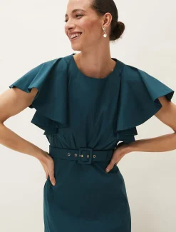 Dinah Frill Sleeve Belted Maxi Dress