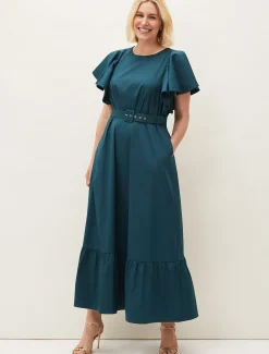 Dinah Frill Sleeve Belted Maxi Dress