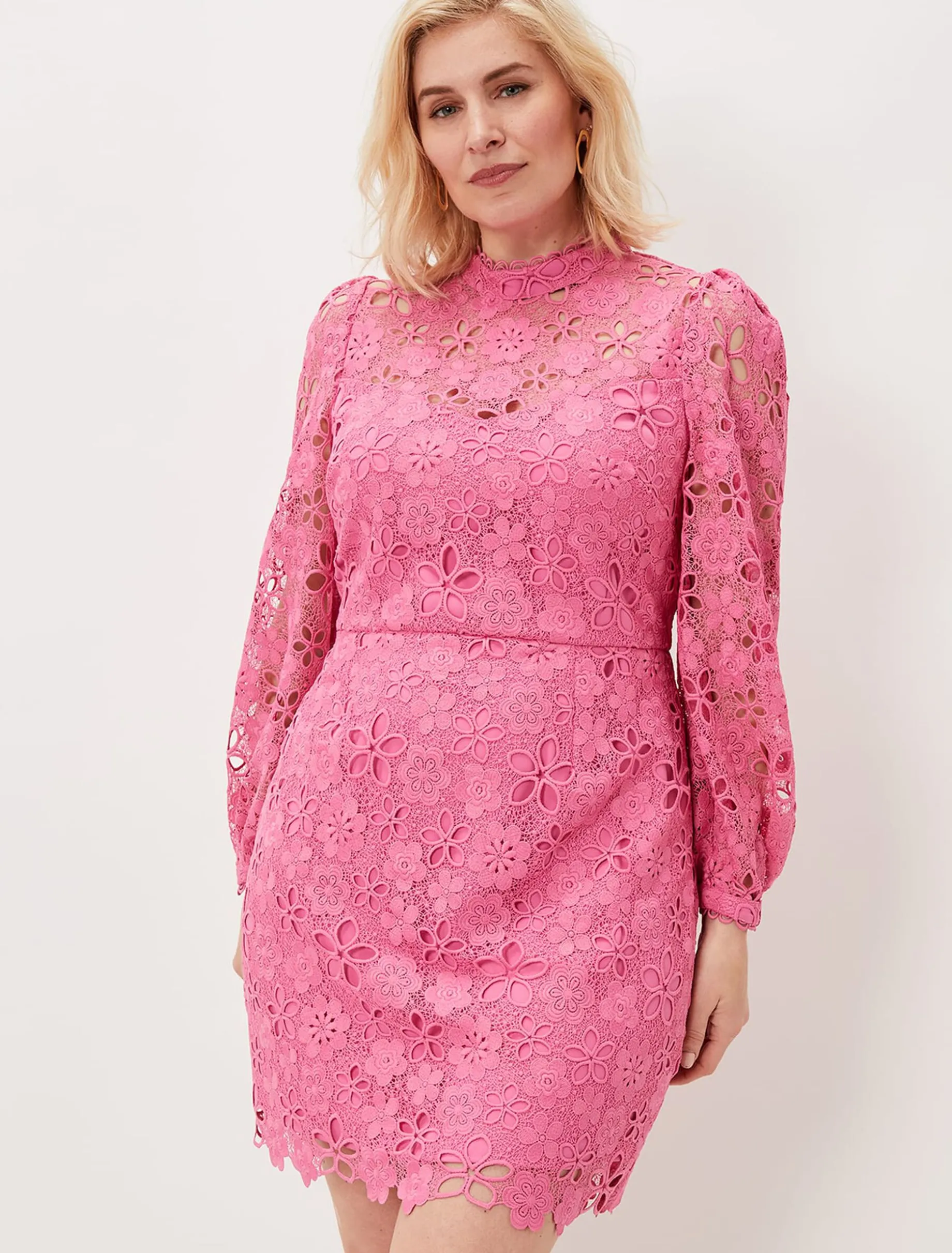 Doris Guipure Lace Highneck Dress