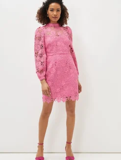 Doris Guipure Lace Highneck Dress