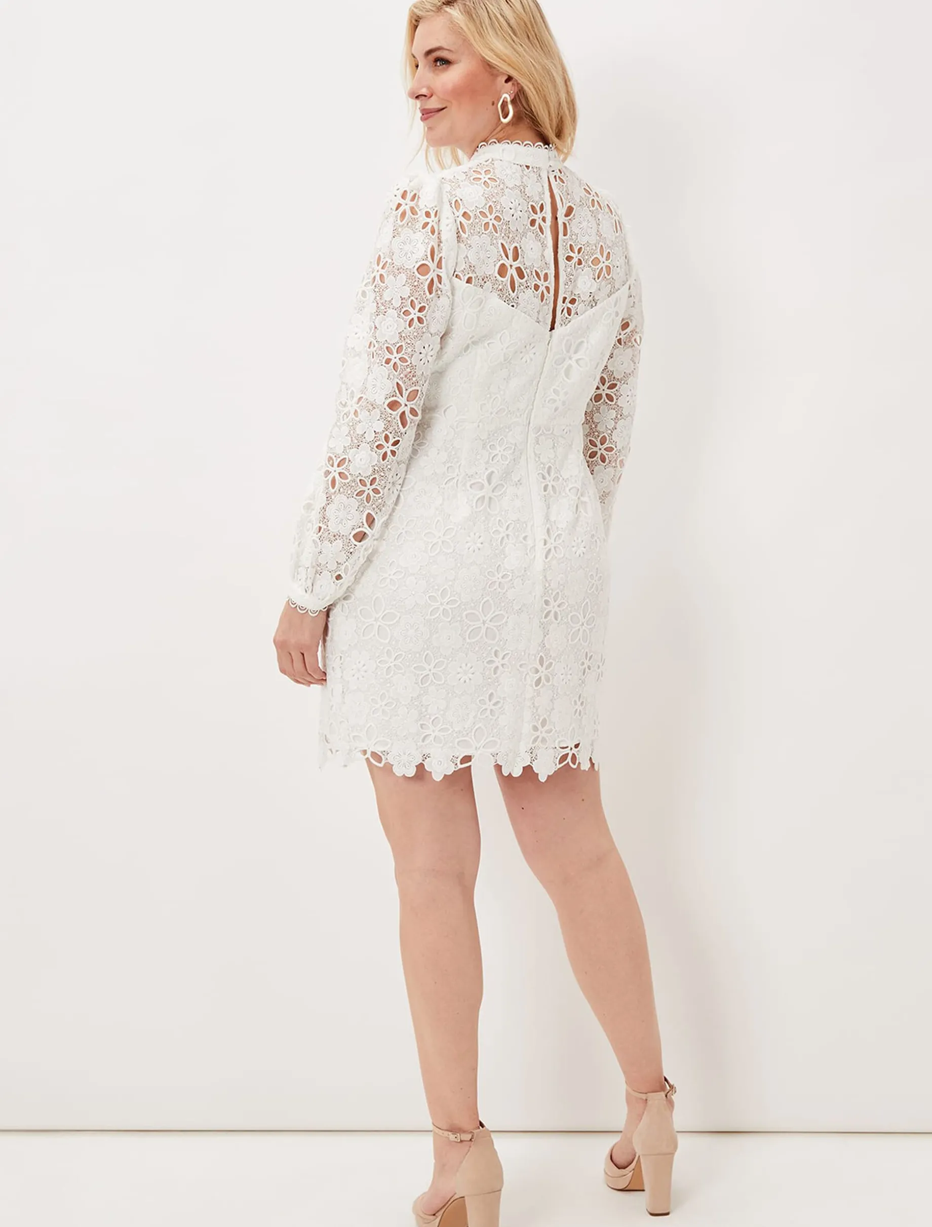 Doris Guipure Lace Highneck Dress