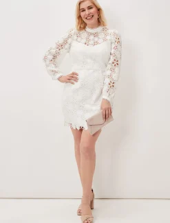 Doris Guipure Lace Highneck Dress