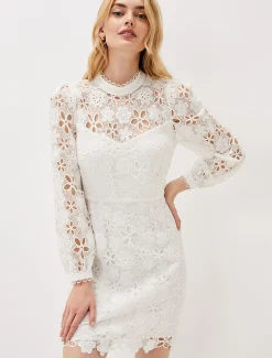 Doris Guipure Lace Highneck Dress
