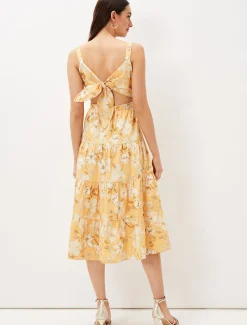 Elaina Cotton Floral Tiered Midi Dress
