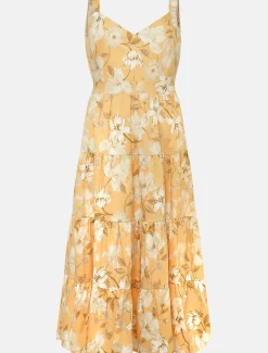 Elaina Cotton Floral Tiered Midi Dress