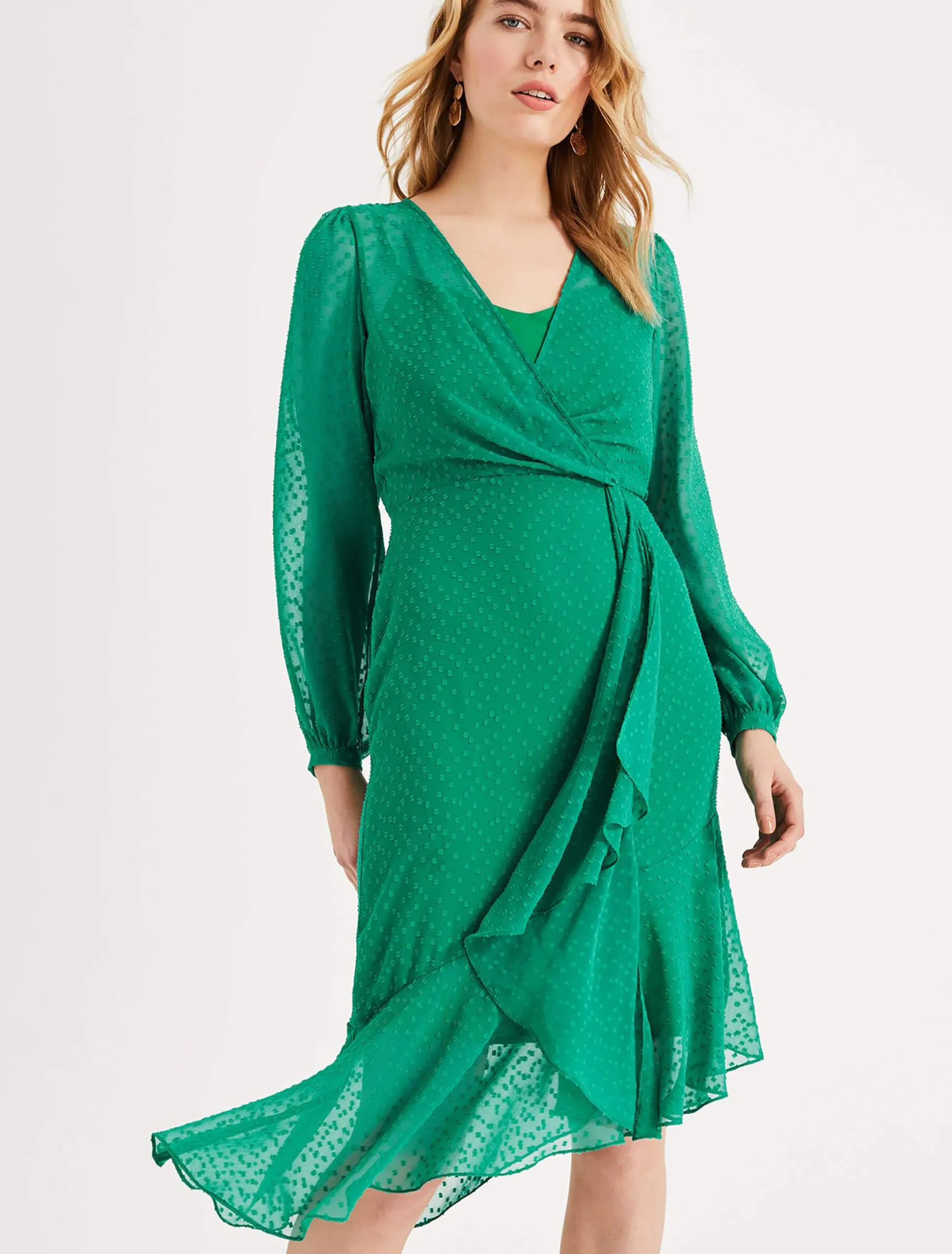 Elaina Flocked Spot Dress