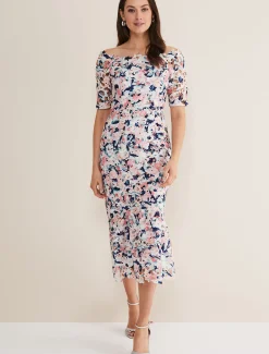 Elara Off Shoulder Floral Print Dress