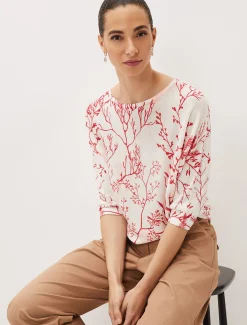Eleanor Coral Print Linen Jumper