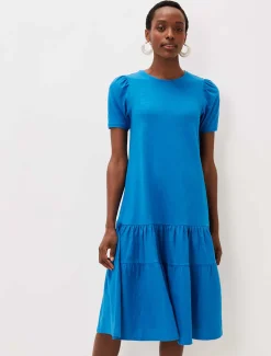 Elizabeth Tiered Round Neck Midi Dress