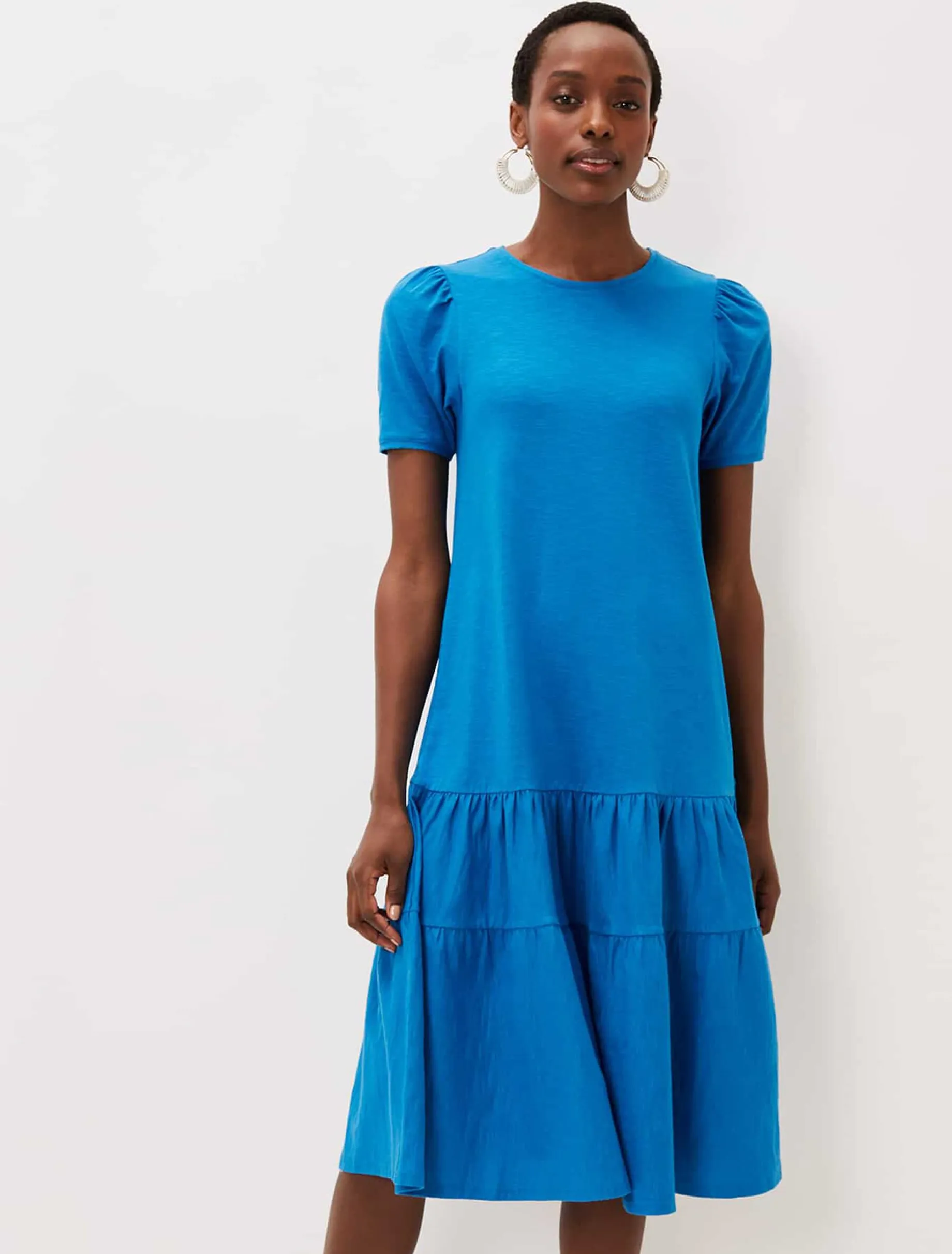 Elizabeth Tiered Round Neck Midi Dress