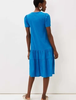 Elizabeth Tiered Round Neck Midi Dress