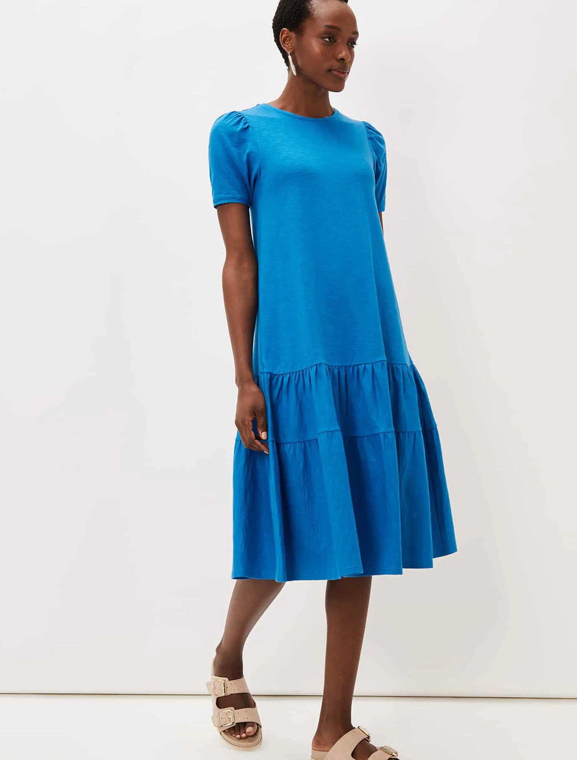 Elizabeth Tiered Round Neck Midi Dress