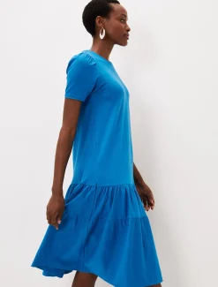 Elizabeth Tiered Round Neck Midi Dress