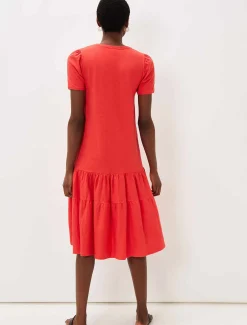 Elizebeth Cotton Tiered Midi Dress