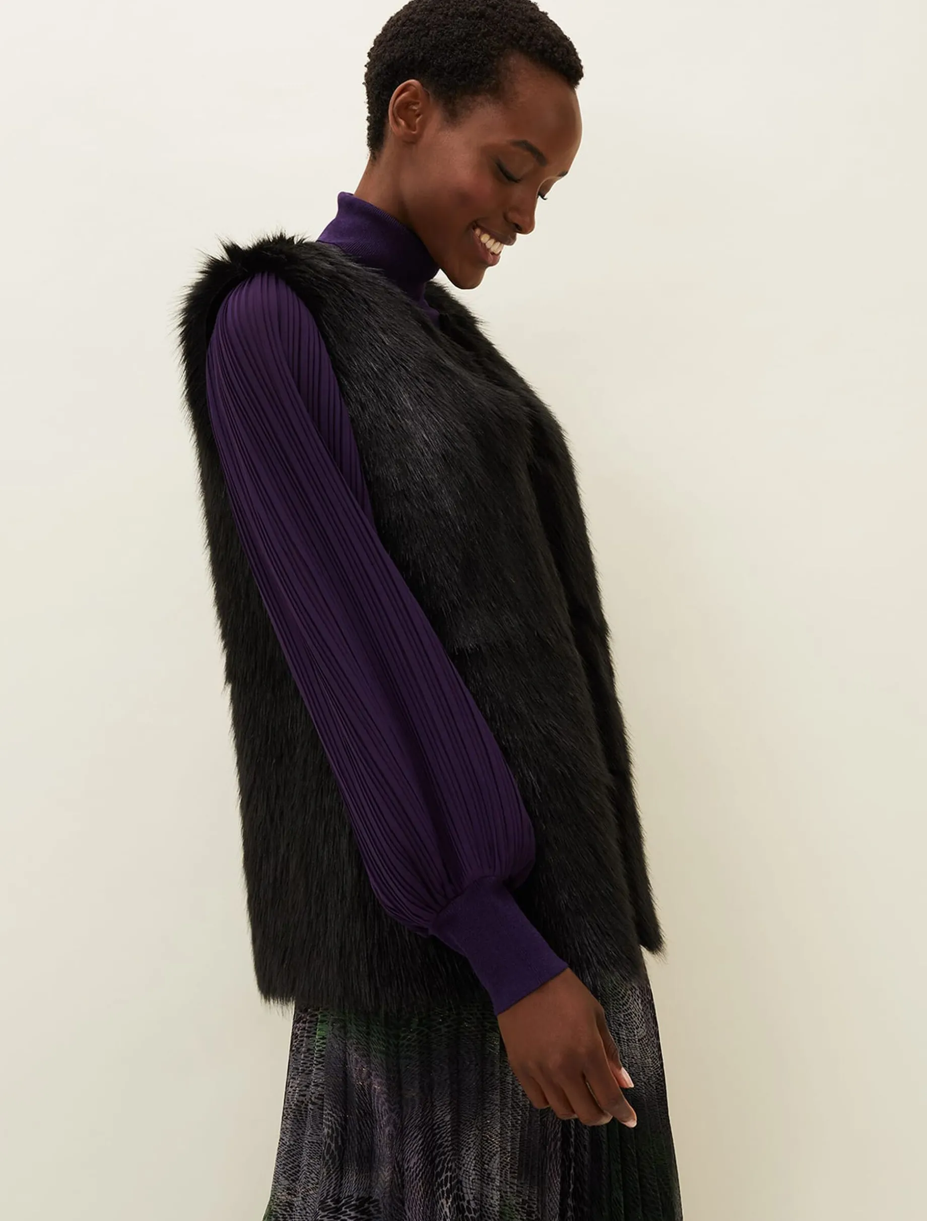 Ella Longline Reversible Faux Fur Gilet