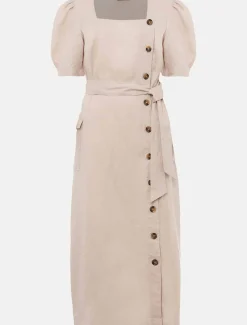 Elletta Square Neck Linen Dress