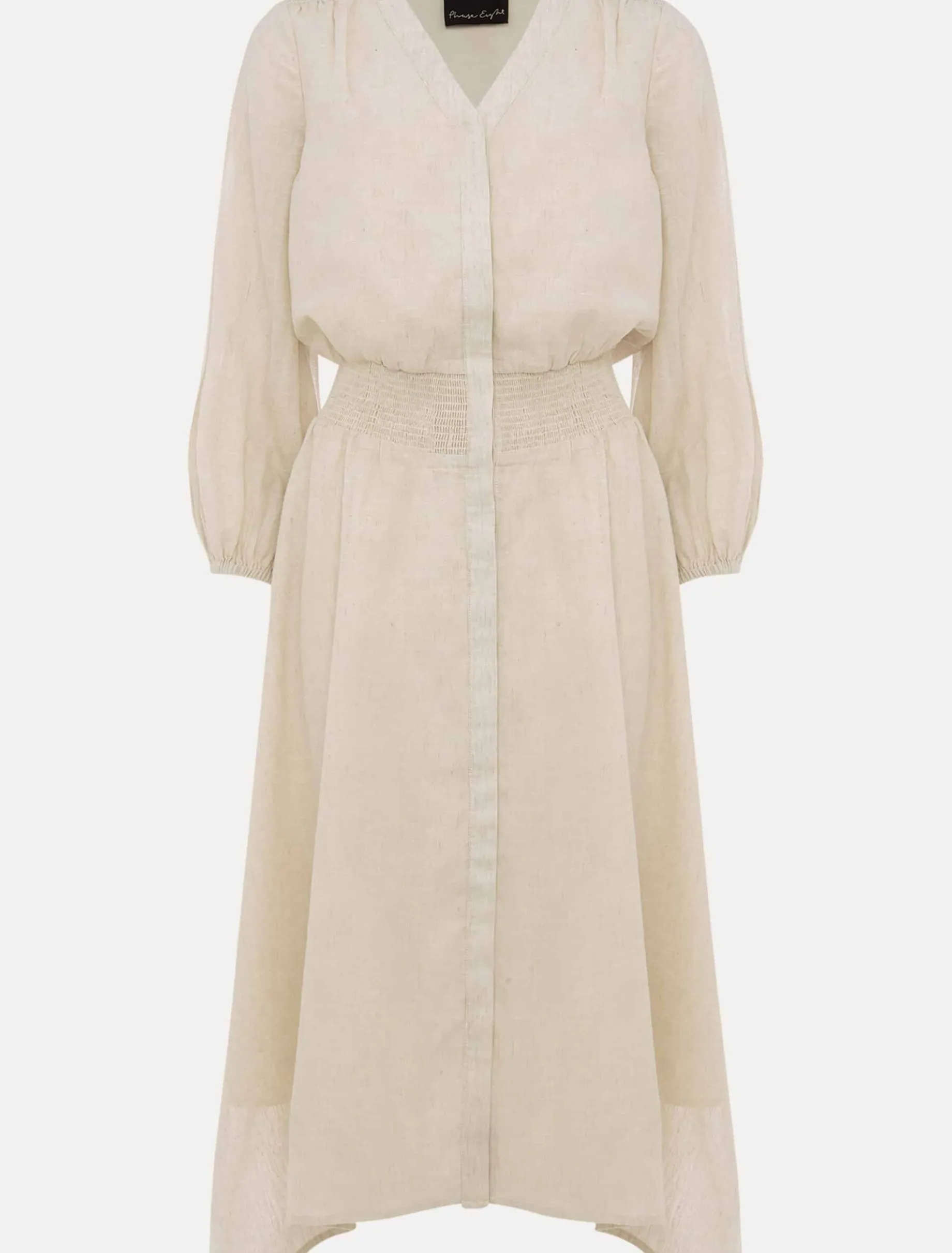 Elma Shirred Waist Puff Sleeve Midi Dress
