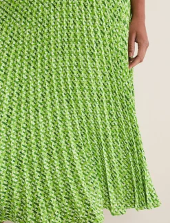 Elmina Geo Pleated Midi Skirt