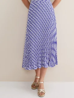 Elmina Geo Pleated Midi Skirt