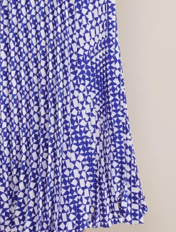 Elmina Geo Pleated Midi Skirt