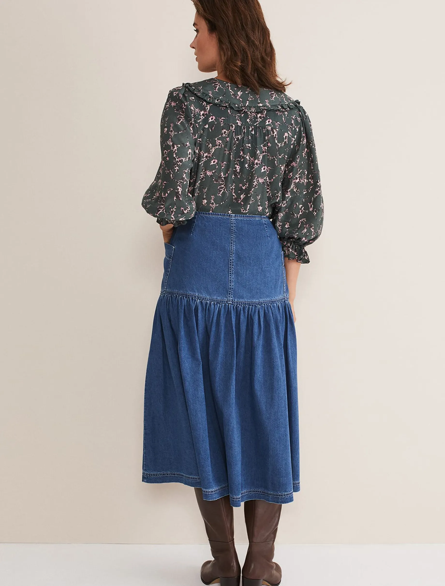 Elodie Tiered Denim Skirt