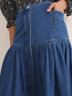 Elodie Tiered Denim Skirt