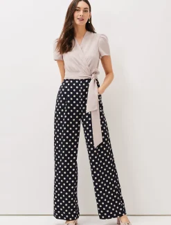 Eloise Spot Print Wide Leg Jumpsuit