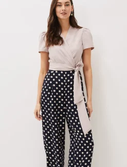 Eloise Spot Print Wide Leg Jumpsuit