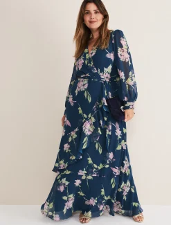 Elsa Printed Woven Frill Maxi Dress