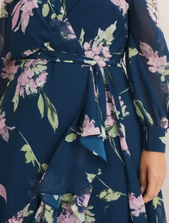 Elsa Printed Woven Frill Maxi Dress
