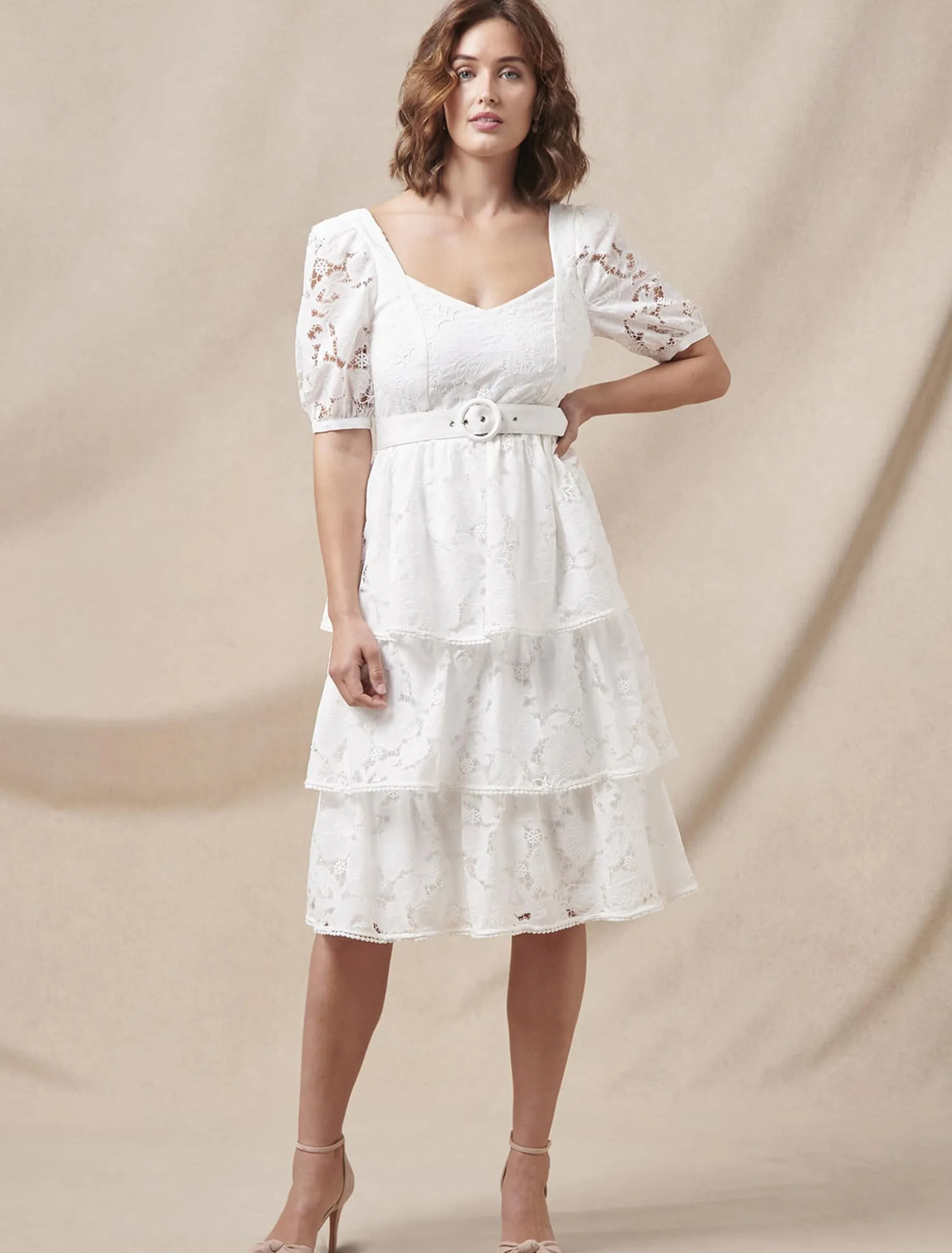 Elyse Lace Tiered Wedding Dress