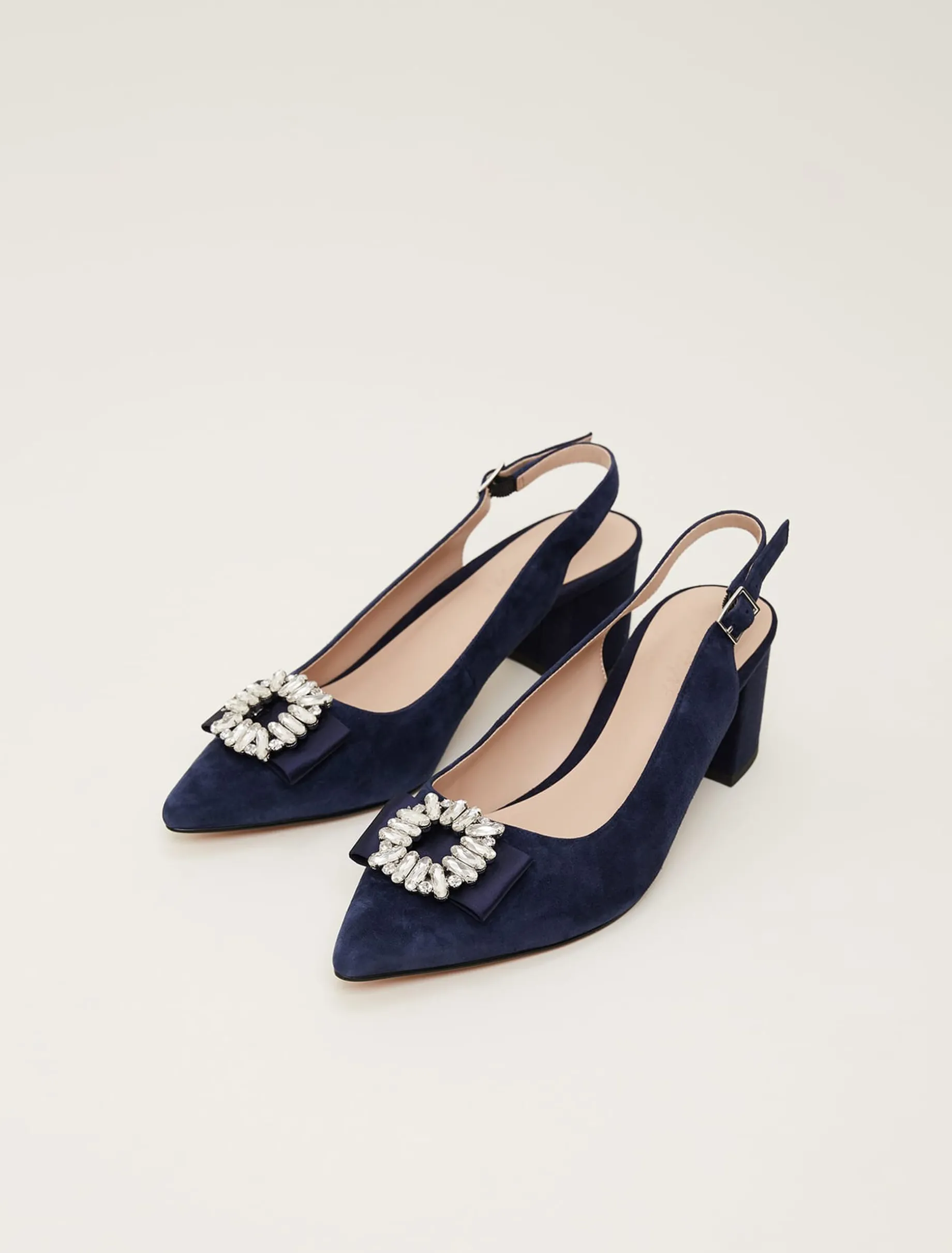 Embellished Toe Block Heel Slingback