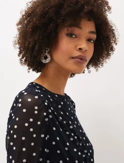 Emilia Spot Mesh Dress