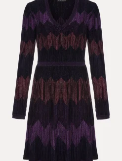 Enola Chevron Lurex Knitted Dress