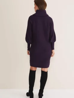 Erma Rippled Cowl Neck Knit Dress