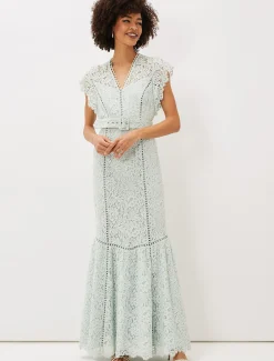 Esmerelda Lace Belted Fishtail Dress